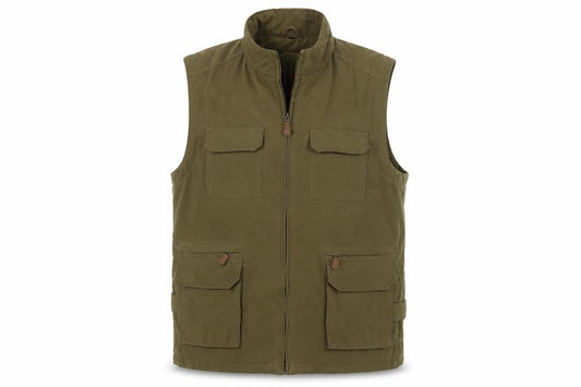 Skopes Men's Green L Military Utility Gilet Waistcoat Multi Pocket Zip