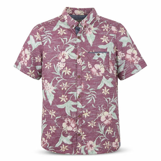 Next Men Pink M Hawaiian Floral Short Sleeve Button-Up Shirt