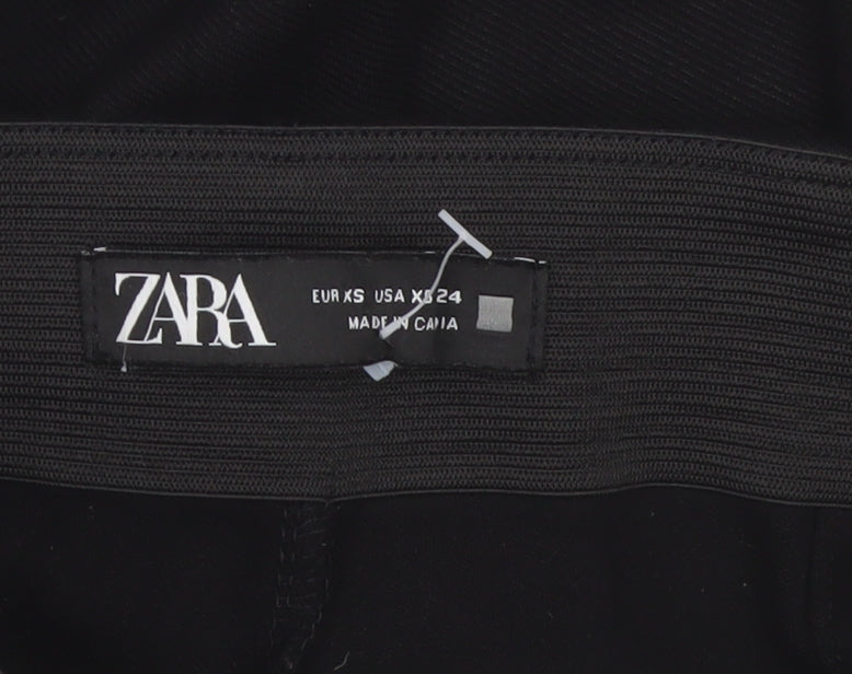 Zara Women Black XS High Rise Flared Pull-On Trousers