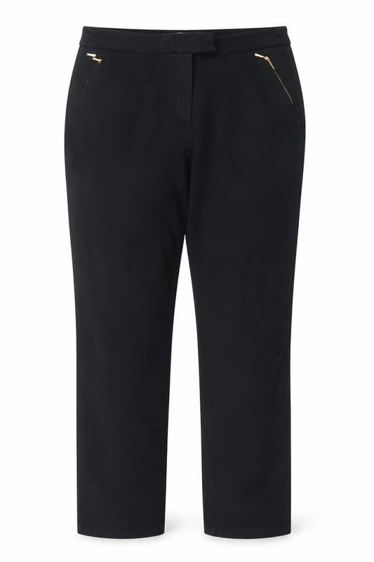 M&S Womens Black UK 18 Long Slim Straight Zip Pocket Trousers