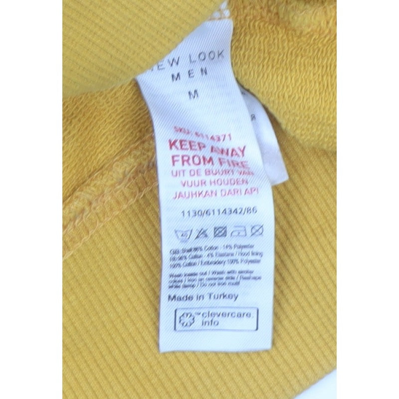 New Look Men Yellow M New York Embroidered Pullover Hoodie