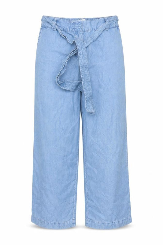 Next Women Blue UK 8 Lyocell Cropped Wide-Leg Tie Belt Trousers