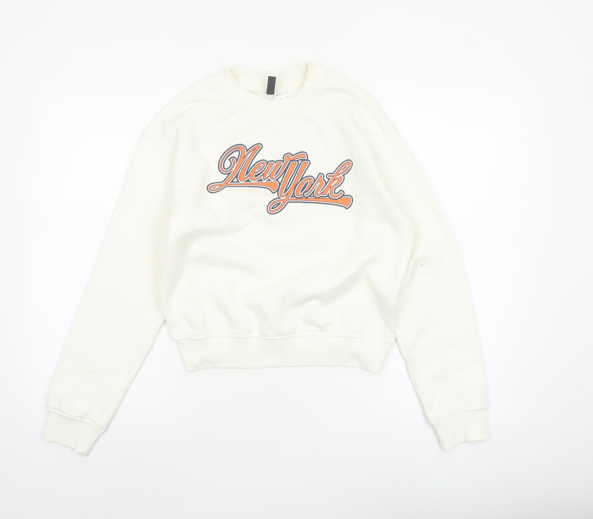 H&M Divided Women Ivory XS New York Graphic Pullover Sweatshirt