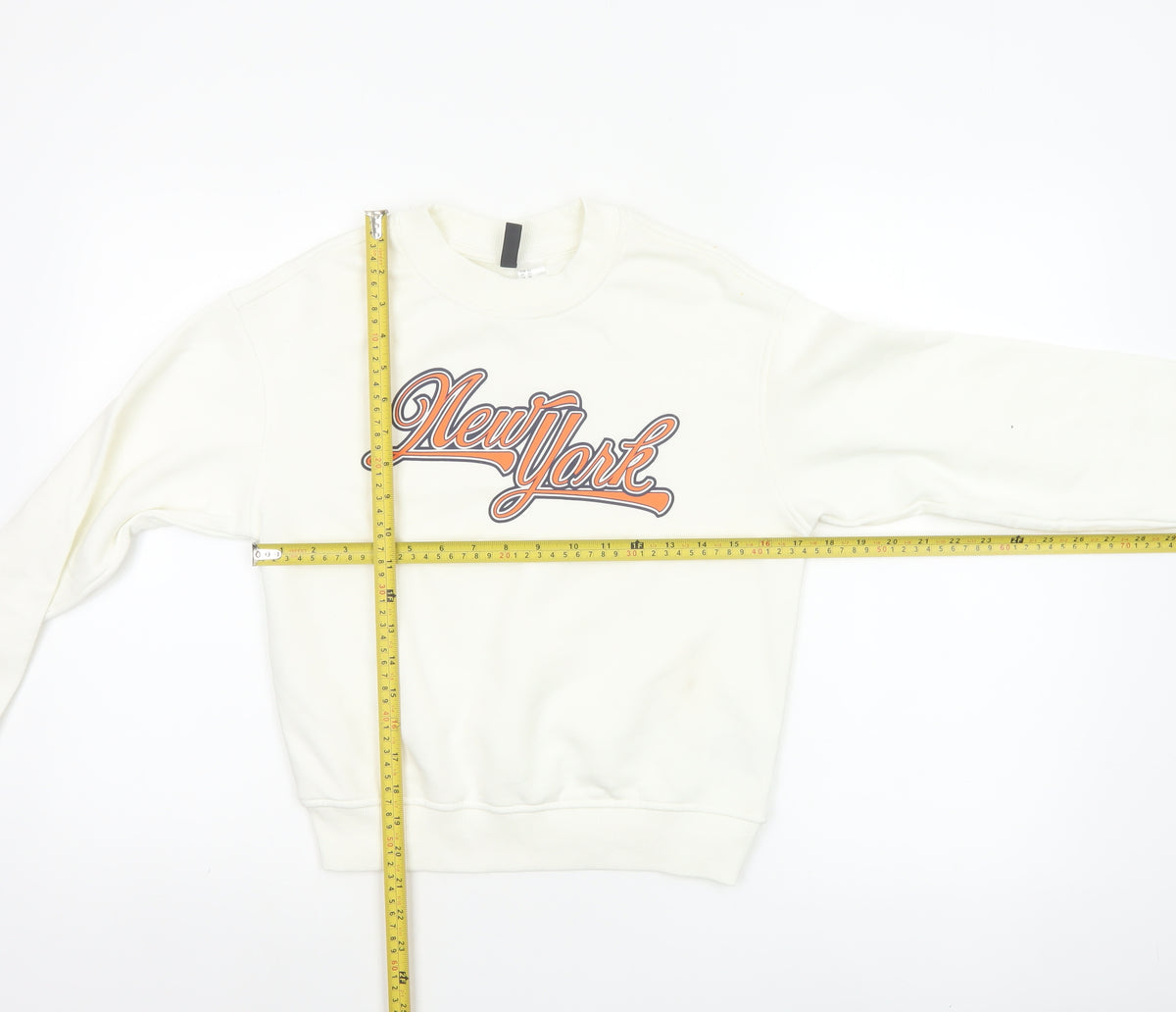 H&M Divided Women Ivory XS New York Graphic Pullover Sweatshirt