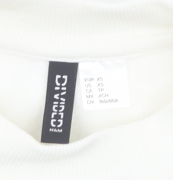 H&M Divided Women Ivory XS New York Graphic Pullover Sweatshirt