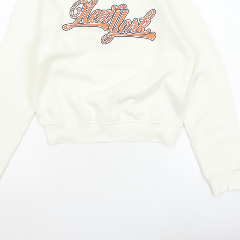 H&M Divided Women Ivory XS New York Graphic Pullover Sweatshirt