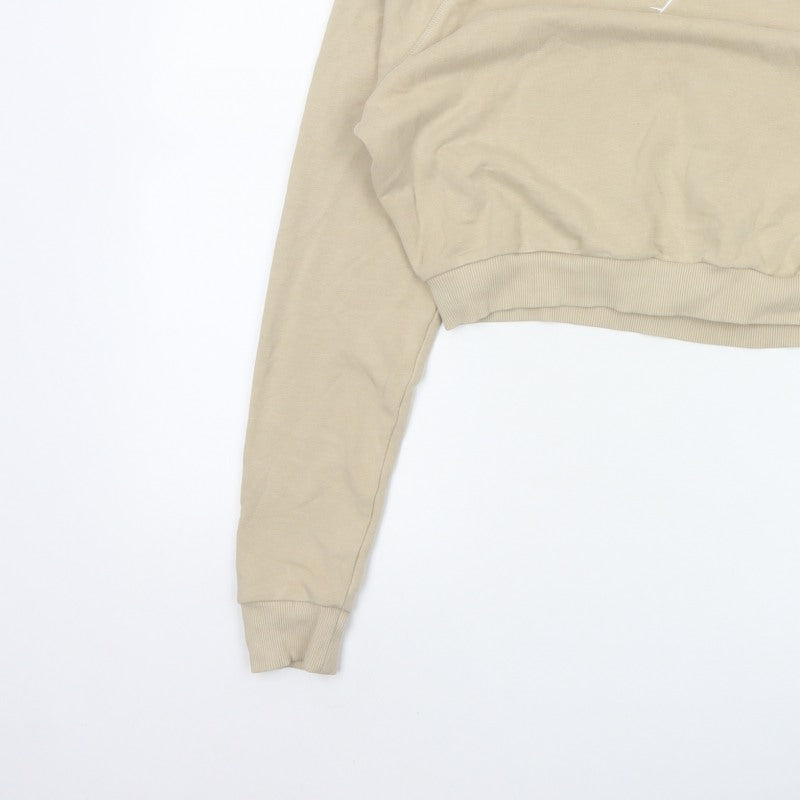 Gymshark Women Beige M Cropped Raglan Logo Sweatshirt