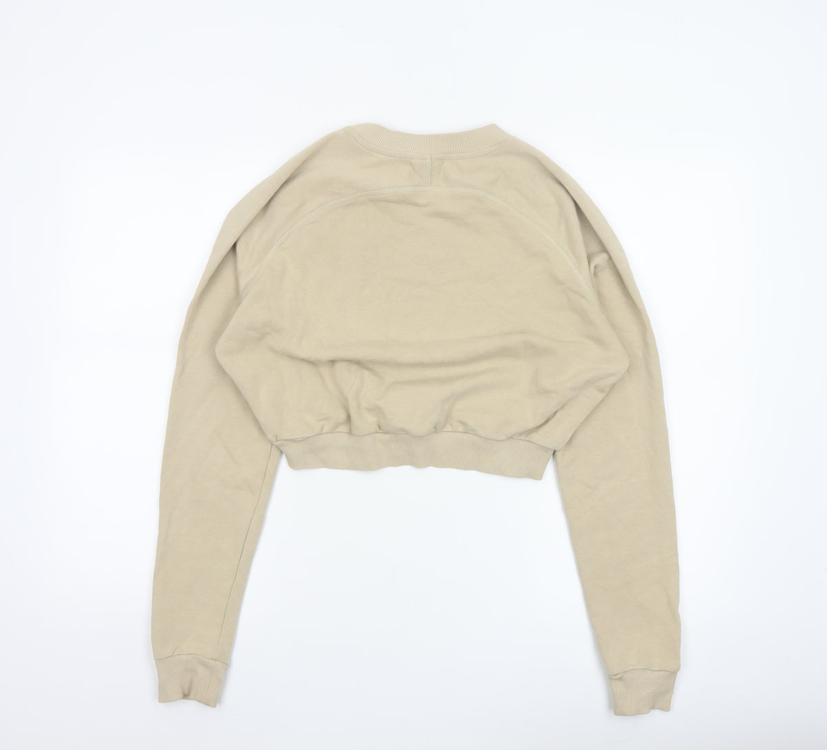 Gymshark Women Beige M Cropped Raglan Logo Sweatshirt