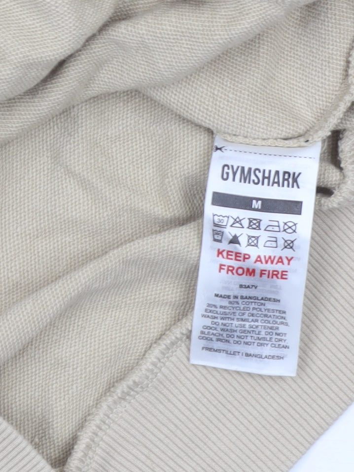 Gymshark Women Beige M Cropped Raglan Logo Sweatshirt