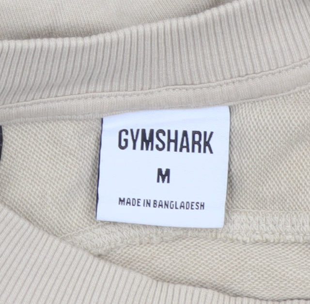 Gymshark Women Beige M Cropped Raglan Logo Sweatshirt
