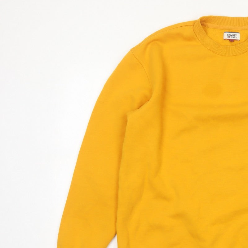 Tommy Jeans Men’s Yellow M Crew Neck Logo Pullover Sweatshirt