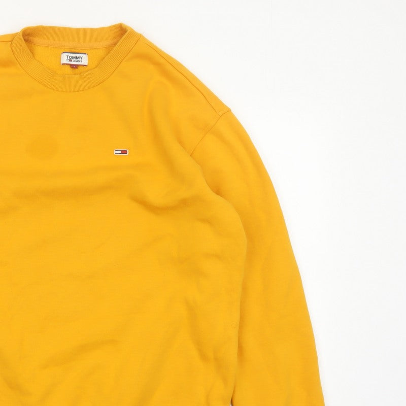 Tommy Jeans Men’s Yellow M Crew Neck Logo Pullover Sweatshirt