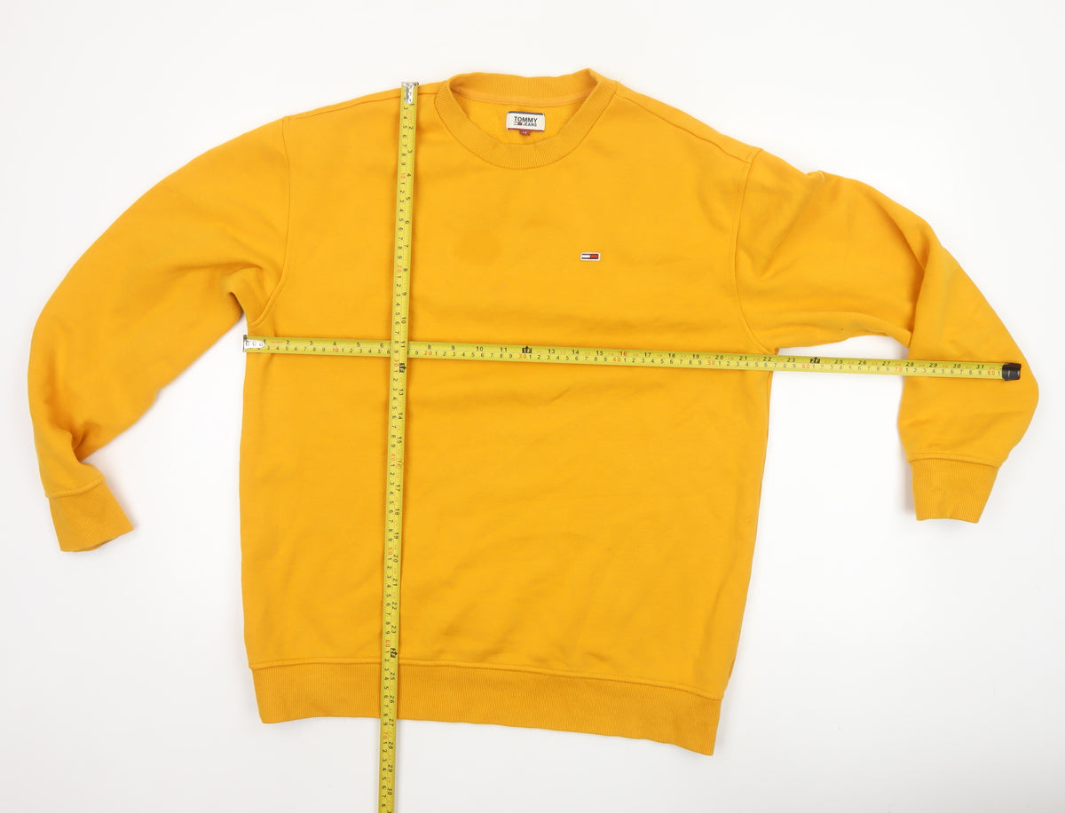 Tommy Jeans Men’s Yellow M Crew Neck Logo Pullover Sweatshirt