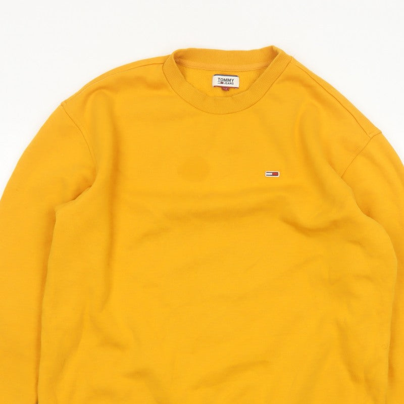 Tommy Jeans Men’s Yellow M Crew Neck Logo Pullover Sweatshirt