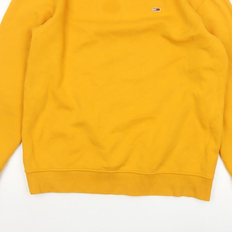 Tommy Jeans Men’s Yellow M Crew Neck Logo Pullover Sweatshirt