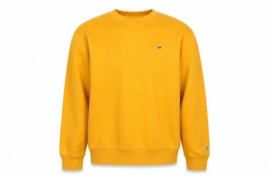 Tommy Jeans Men’s Yellow M Crew Neck Logo Pullover Sweatshirt
