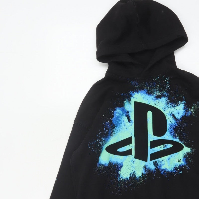 H&M Boys Black 10-11 Years PlayStation Graphic Pullover Hoodie