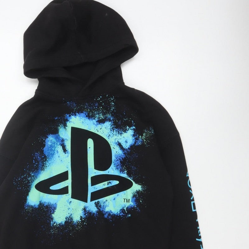 H&M Boys Black 10-11 Years PlayStation Graphic Pullover Hoodie