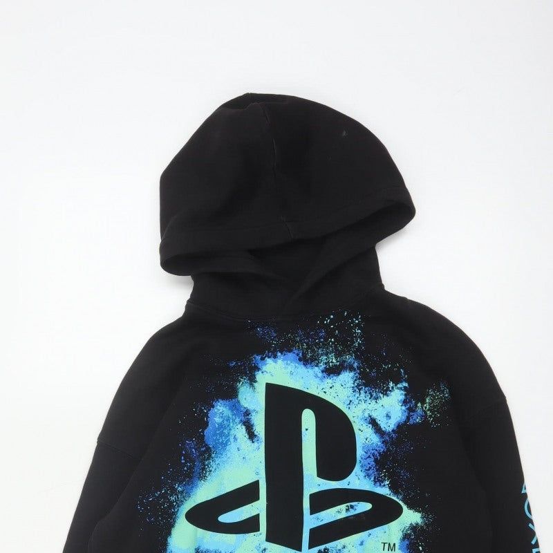 H&M Boys Black 10-11 Years PlayStation Graphic Pullover Hoodie