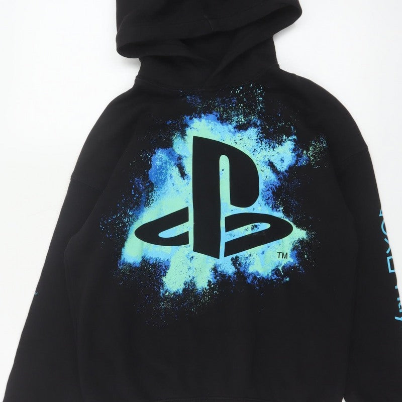 H&M Boys Black 10-11 Years PlayStation Graphic Pullover Hoodie
