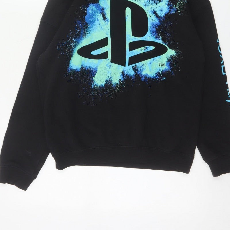 H&M Boys Black 10-11 Years PlayStation Graphic Pullover Hoodie