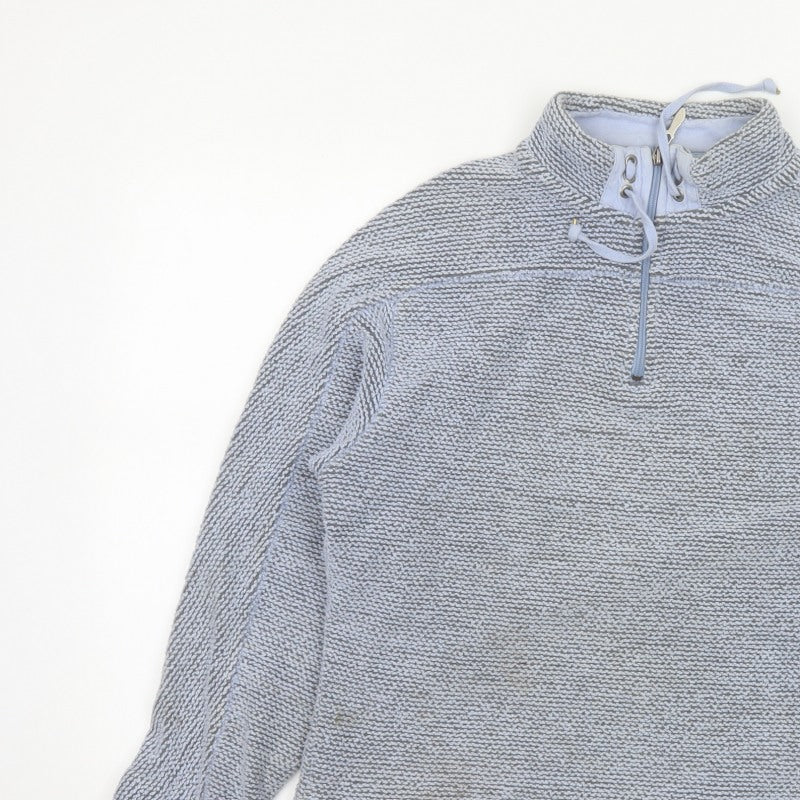 Weird Fish Women Grey L 1/4 Zip Drawstring Sweatshirt High Neck