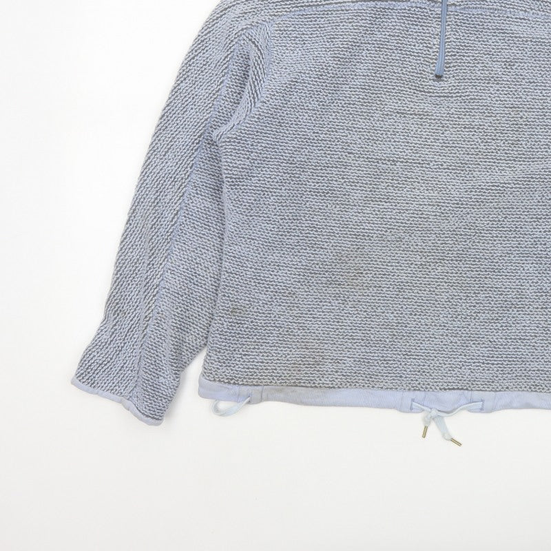 Weird Fish Women Grey L 1/4 Zip Drawstring Sweatshirt High Neck