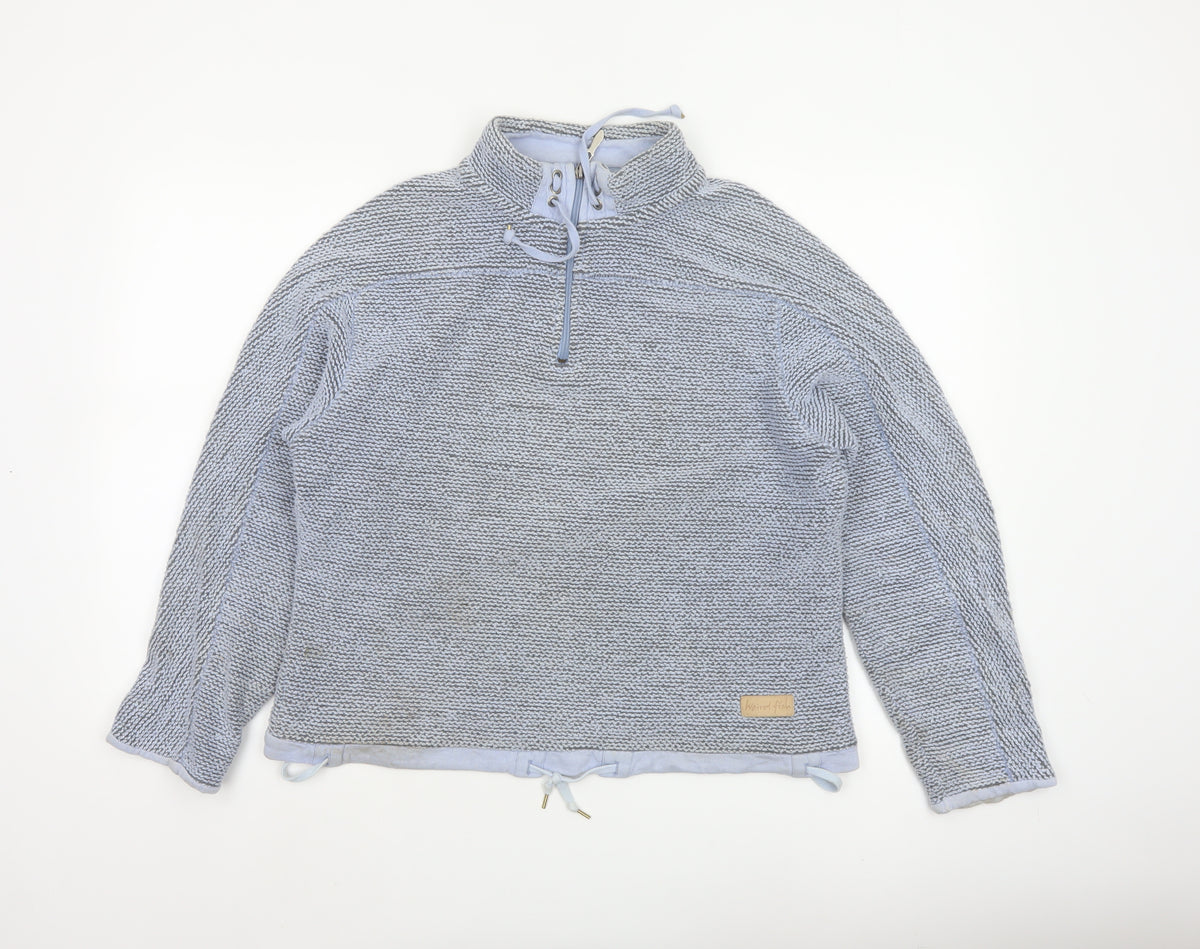 Weird Fish Women Grey L 1/4 Zip Drawstring Sweatshirt High Neck