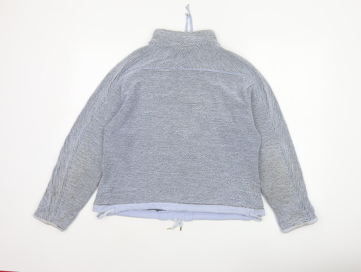 Weird Fish Women Grey L 1/4 Zip Drawstring Sweatshirt High Neck