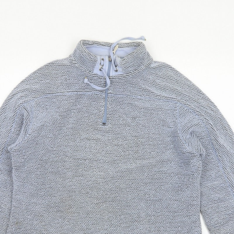 Weird Fish Women Grey L 1/4 Zip Drawstring Sweatshirt High Neck