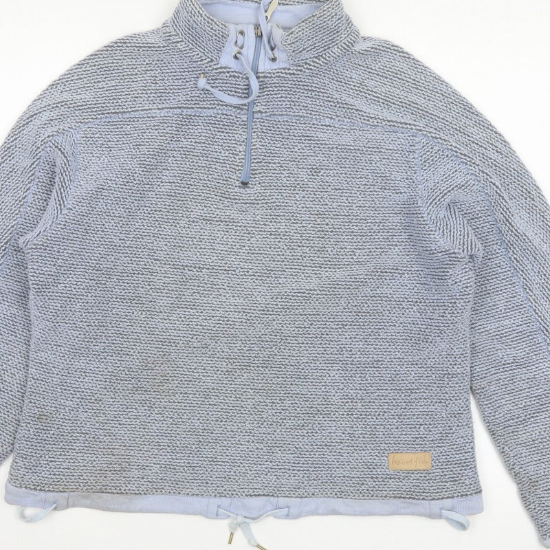 Weird Fish Women Grey L 1/4 Zip Drawstring Sweatshirt High Neck