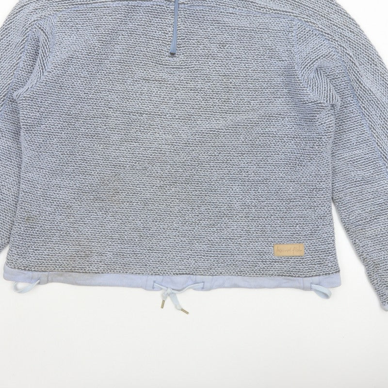 Weird Fish Women Grey L 1/4 Zip Drawstring Sweatshirt High Neck