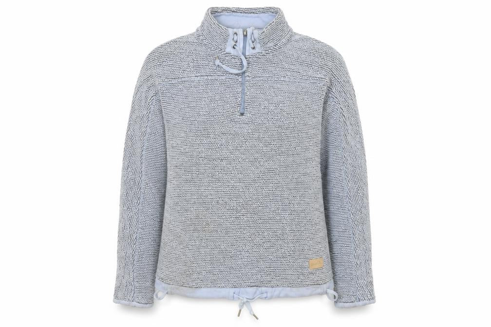 Weird Fish Women Grey L 1/4 Zip Drawstring Sweatshirt High Neck