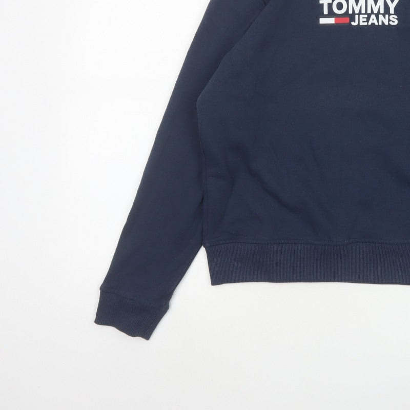 Tommy Jeans Women Blue S Logo Crew Neck Pullover Sweatshirt