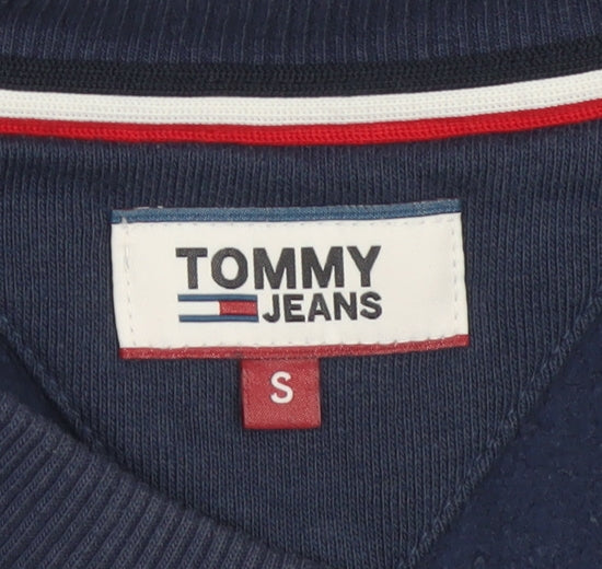 Tommy Jeans Women Blue S Logo Crew Neck Pullover Sweatshirt
