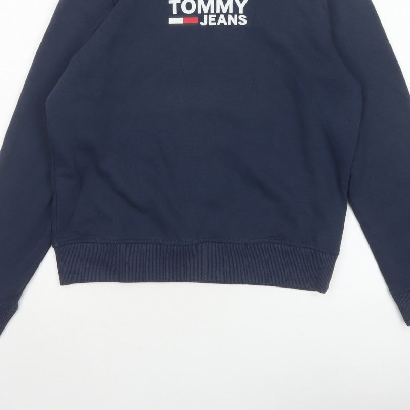 Tommy Jeans Women Blue S Logo Crew Neck Pullover Sweatshirt