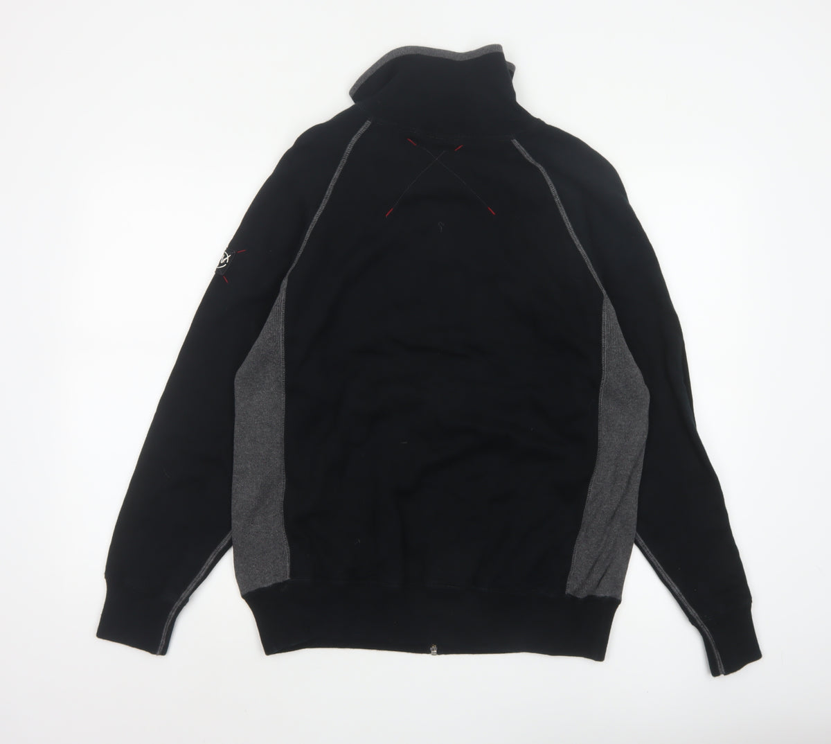 Next Men Black Grey L Full Zip High Neck Cotton Jumper Sweatshirt