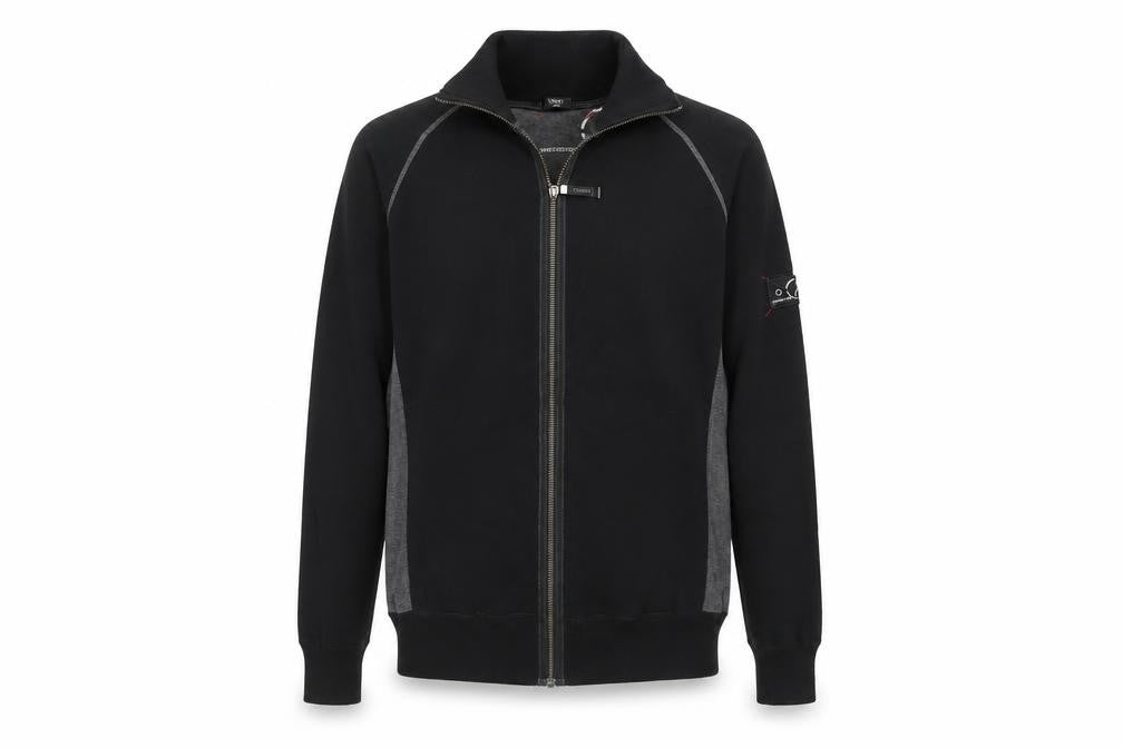Next Men Black Grey L Full Zip High Neck Cotton Jumper Sweatshirt