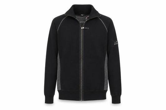 Next Men Black Grey L Full Zip High Neck Cotton Jumper Sweatshirt