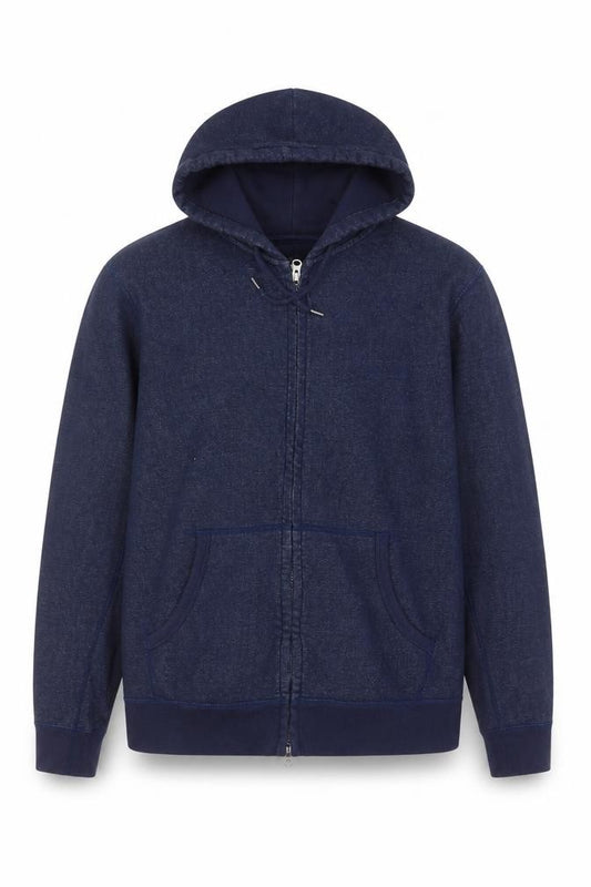 Uniqlo Men's Blue L Full Zip Hooded Cotton Hoodie Pockets