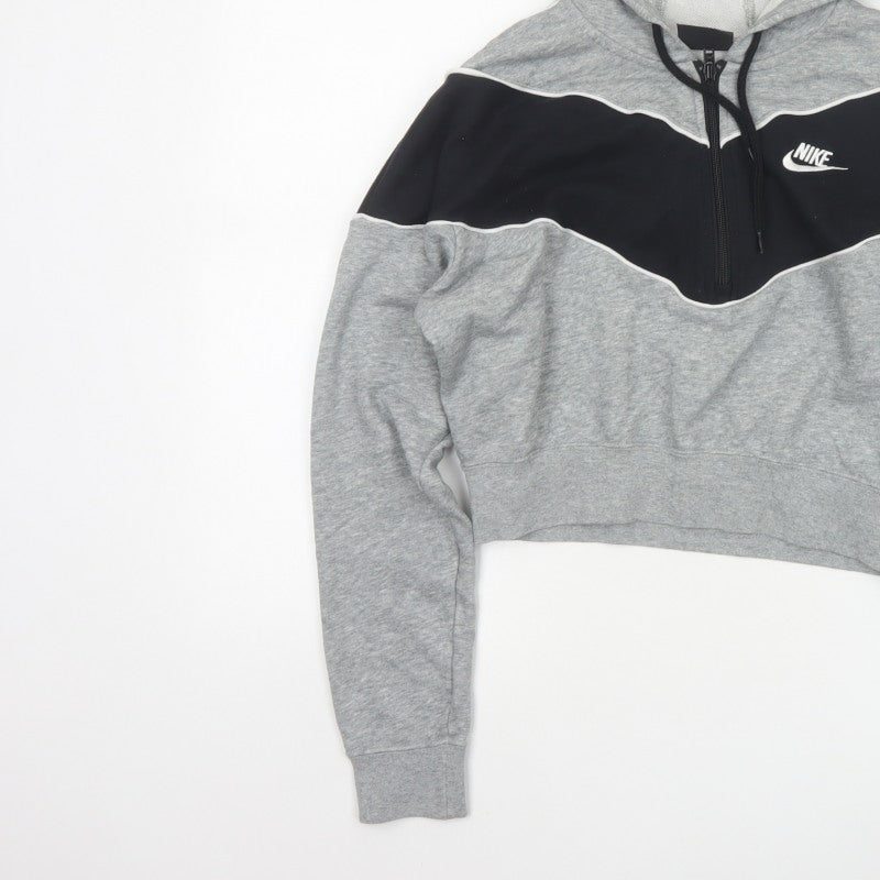 Nike Women’s Grey Black Colourblock Pullover Hoodie Size S 1/4 Zip