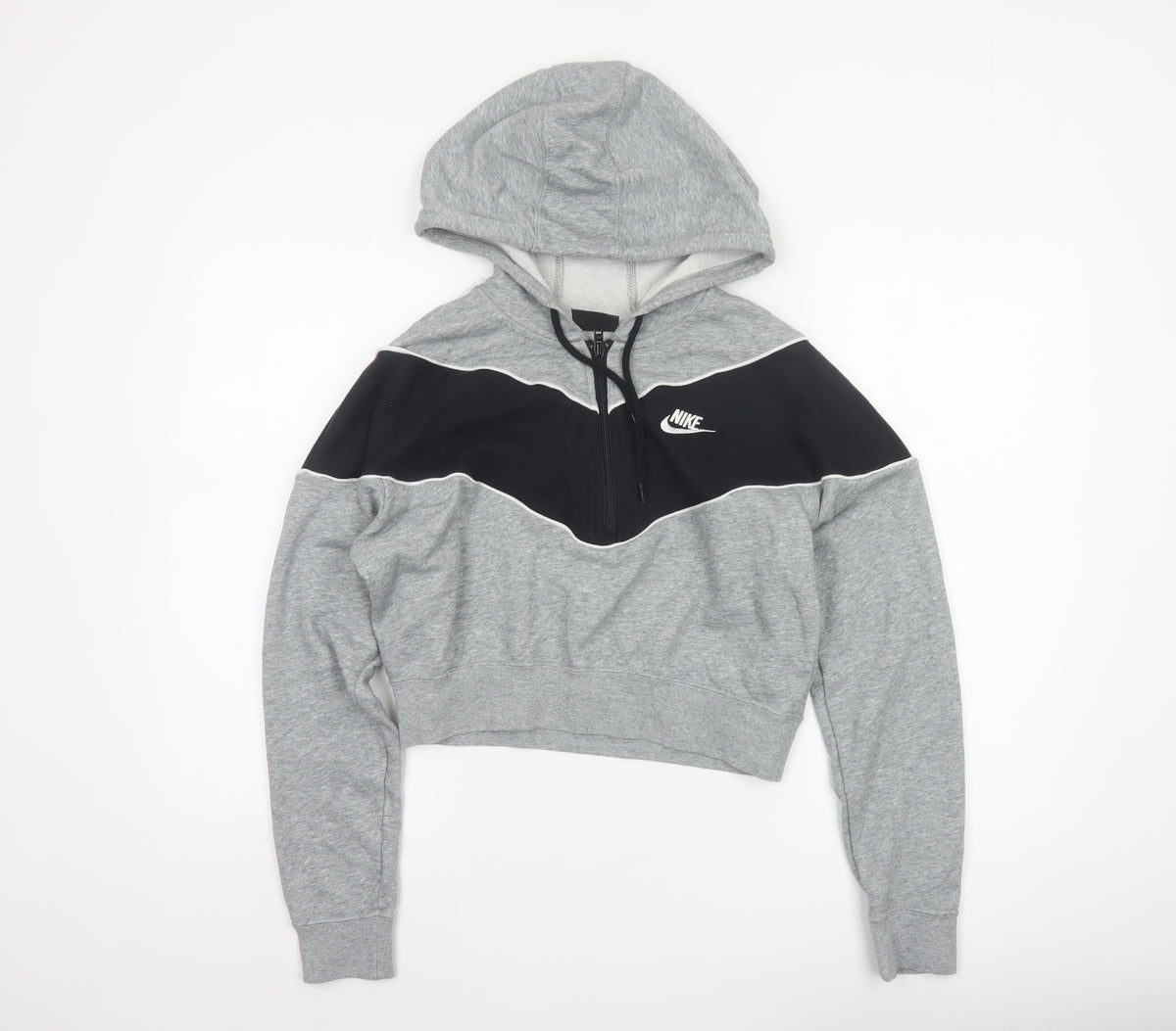 Nike Women’s Grey Black Colourblock Pullover Hoodie Size S 1/4 Zip