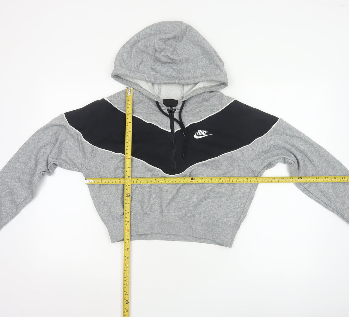Nike Women’s Grey Black Colourblock Pullover Hoodie Size S 1/4 Zip