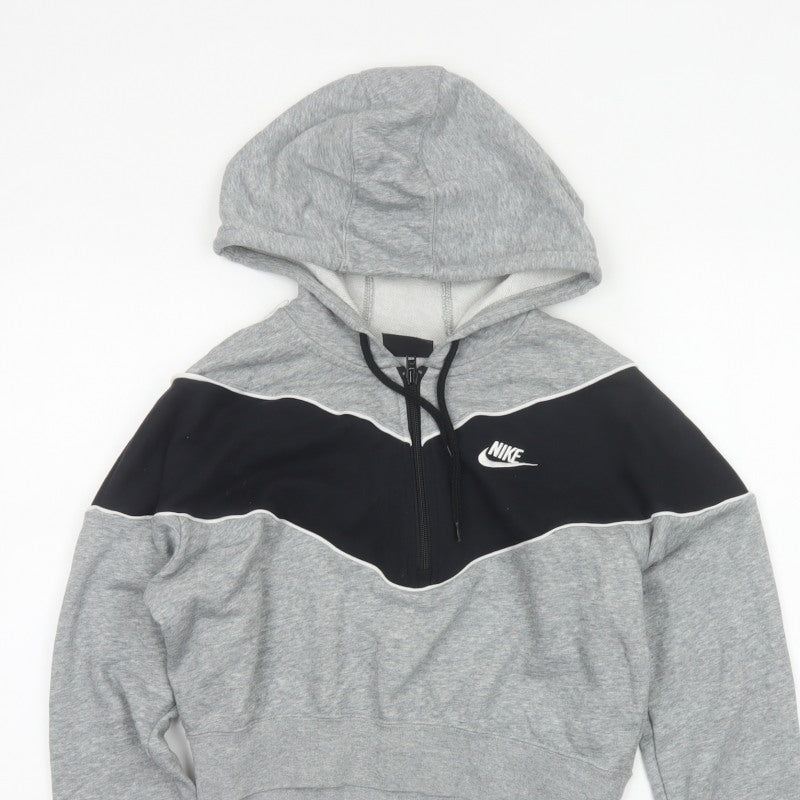 Nike Women’s Grey Black Colourblock Pullover Hoodie Size S 1/4 Zip