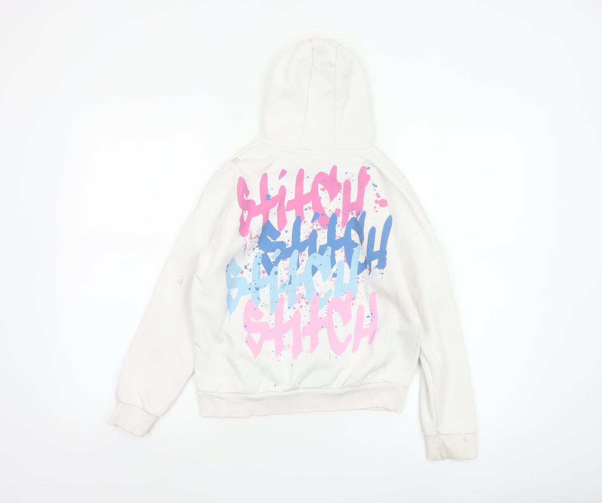 George Girls Ivory Stitch Graphic Print Pullover Hoodie Age 8-9