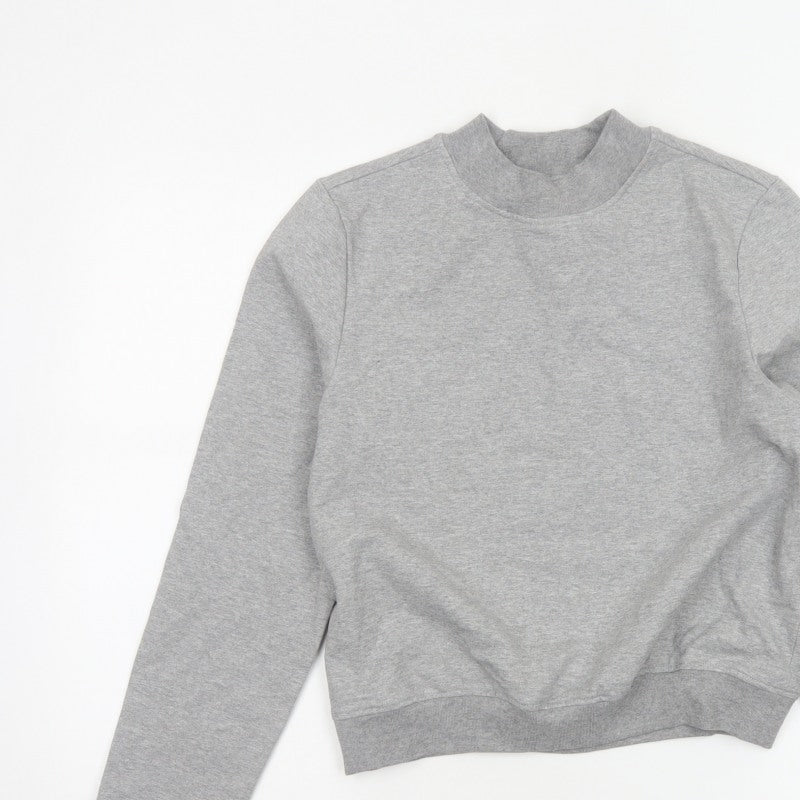 ARNE Women's Grey Size 12 Mock Neck Logo Pullover Sweatshirt