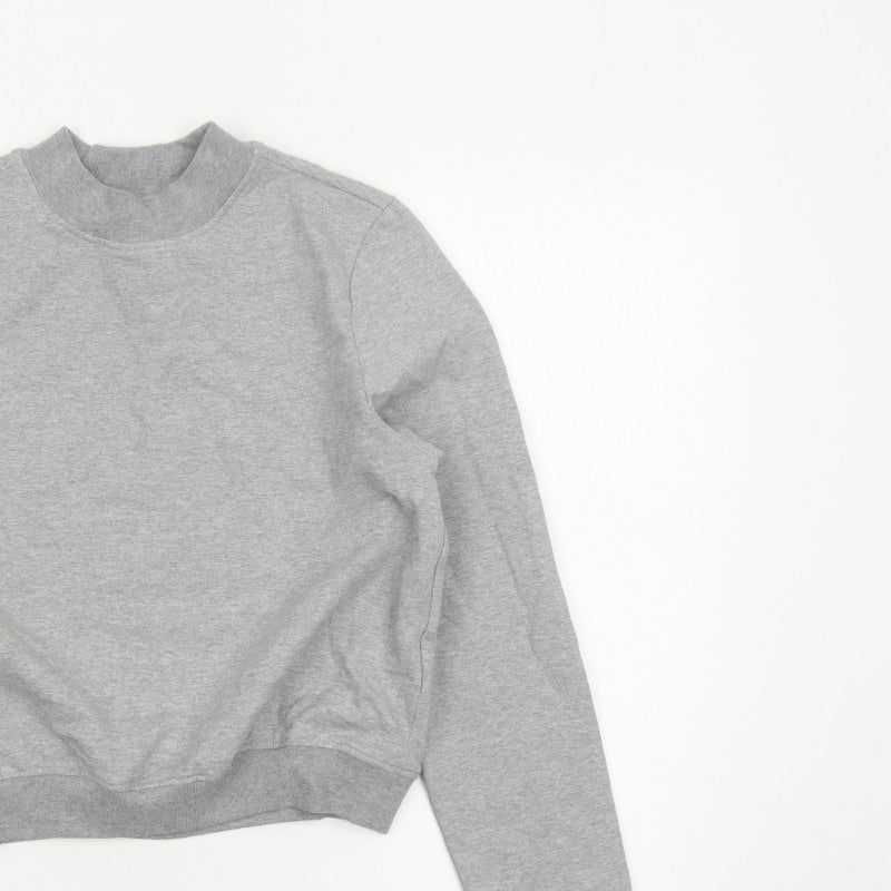ARNE Women's Grey Size 12 Mock Neck Logo Pullover Sweatshirt