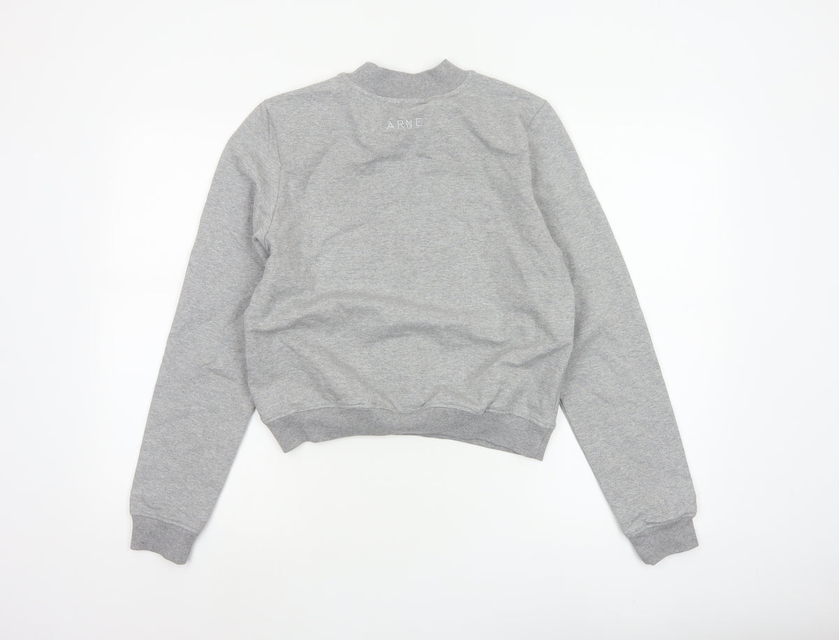 ARNE Women's Grey Size 12 Mock Neck Logo Pullover Sweatshirt