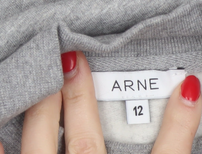ARNE Women's Grey Size 12 Mock Neck Logo Pullover Sweatshirt
