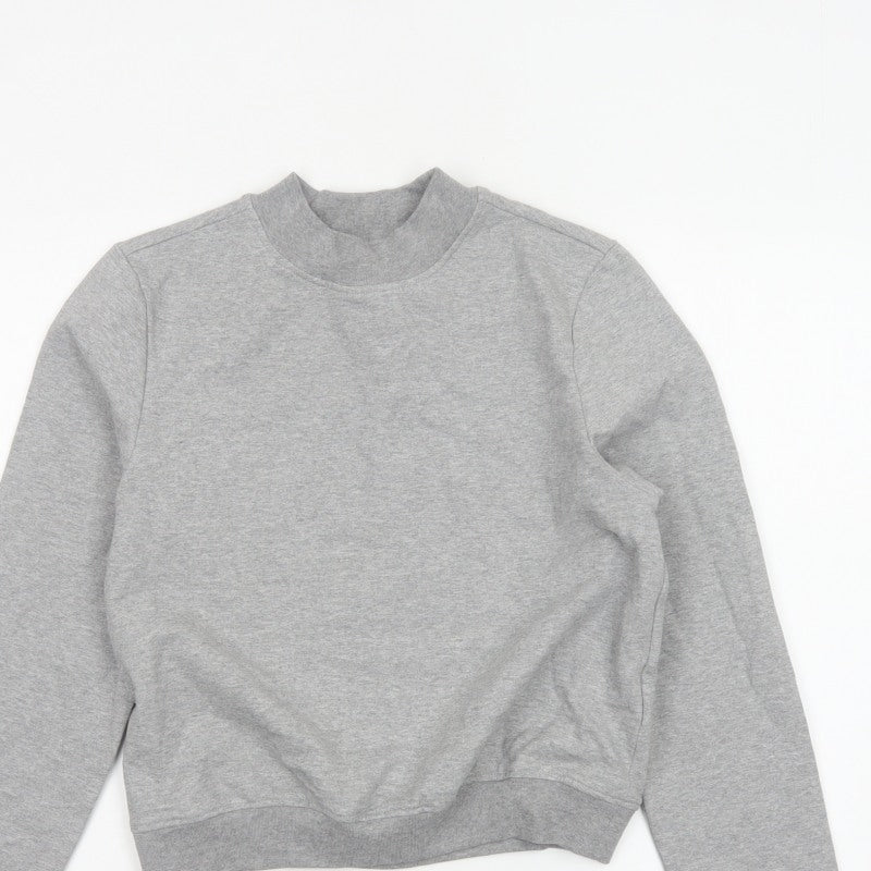 ARNE Women's Grey Size 12 Mock Neck Logo Pullover Sweatshirt